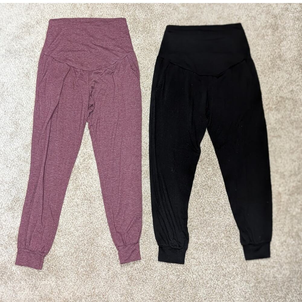 Comfy Maternity Lounge & Pajama Pants - Mauve & Black, Size M